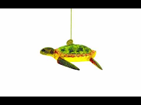 Adorno navideño de vidrio soplado con forma de tortuga marina tranquila