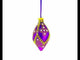 Golden Pearl Flowers on Purple Pointed Teardrop Finial Glass Ornament