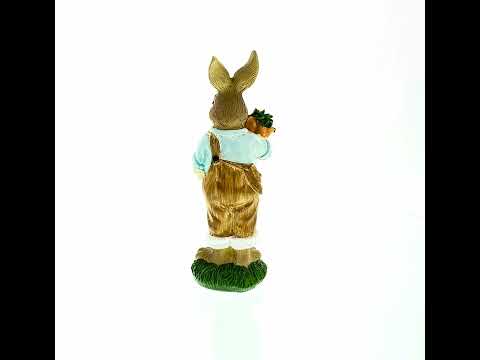 Hardworking Father Bunny with Carrots Basket and Shovel Figurine