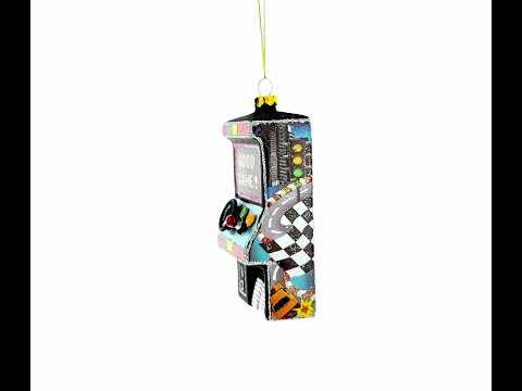 Retro Arcade Machine Blown Glass Christmas Ornament