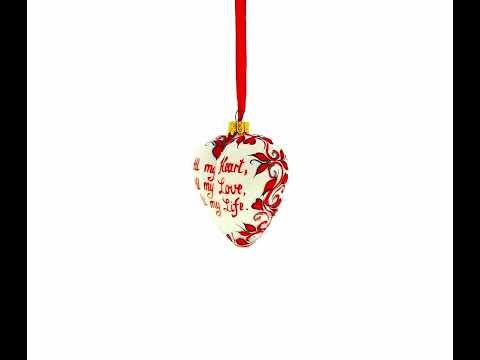 Valentine's Day Heart Shape Glass Christmas Ornament