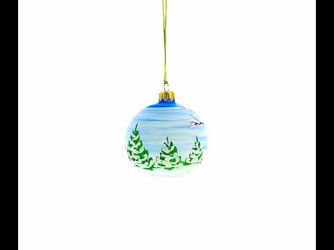 Enchanting Snowman with Bird House and Santa Glass Ball Christmas Ornament 3.25 Inches