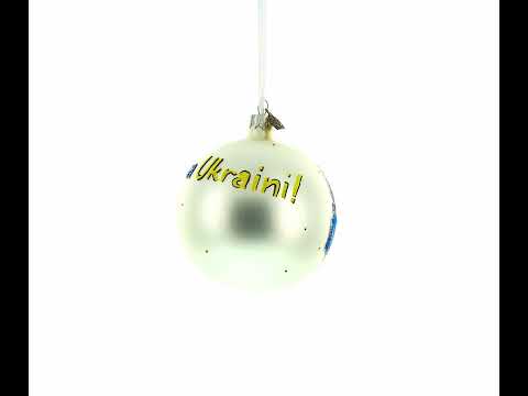 Kozak Carrying Ukrainian Flag Glass Ball Christmas Ornament 4 Inches