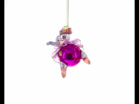 Hippo Ballerina Blown Glass Christmas Ornament