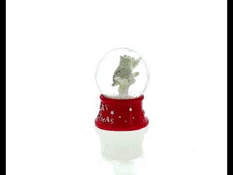 White Owl Perched on Red Base Mini Water Snow Globe