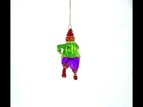 Jovial Clown Performing on Trumpet - Blown Glass Christmas Ornament