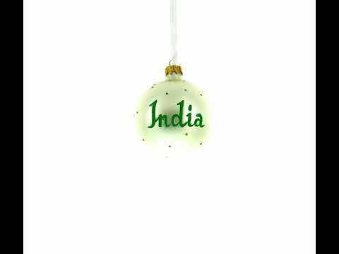 Flag of India Glass Ball Christmas Ornament 3.25 Inches