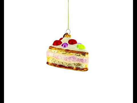 Delectable Cherry Cake Food Blown Glass Christmas Ornament