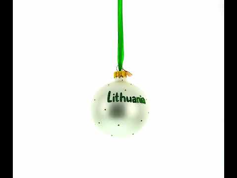 Flag of Lithuania Glass Ball Christmas Ornament 3.25 Inches