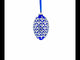 Silver Diamonds on Blue Glass Egg Ornament 4 Inches