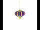 Striped  Purple, Green, and Gold Onion Finial Glass Christmas Ornament