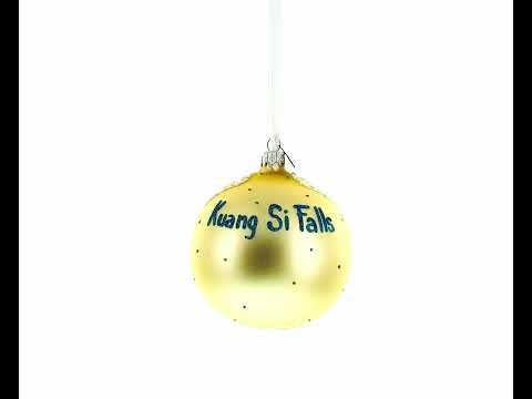 Kuang Si Waterfall, Laos Glass Ball Christmas Ornament 4 Inches