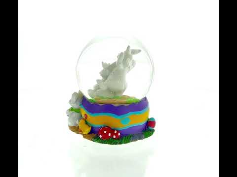 Bunnies Decorating Easter Eggs Musical Water Snow Globe