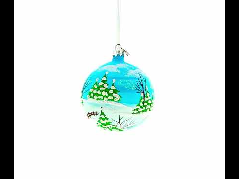 Children Playing in the Winter Village Glass Ball Christmas Ornament 4 Inches