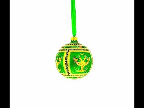 1912 Napoleonic Royal Egg Green Glass Ball Christmas Ornament 3.25 Inches