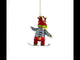 Adventurous Moose on Snowboard Glass Christmas Ornament