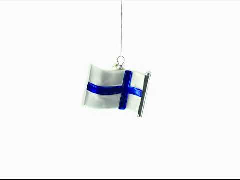 Waving Flag of Finland Blown Glass Christmas Ornament