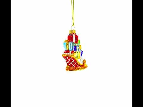 Sleigh Full of Gifts Mini Glass Christmas Ornament