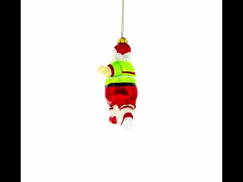 Pickleball Santa Blown Glass Christmas Ornament