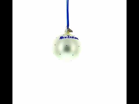 Flag of New Zealand Blown Glass Ball Christmas Ornament 3.25 Inches