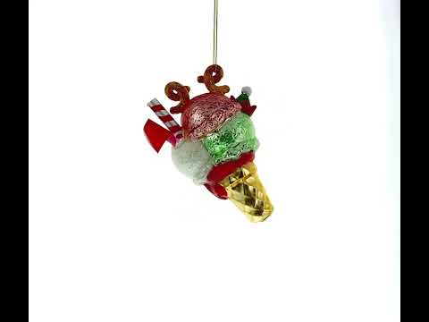 Icy Delights Christmas Ice Cream - Blown Glass Christmas Ornament
