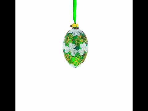 1902 Clover Leaf Royal Egg Glass Christmas Ornament 4 Inches