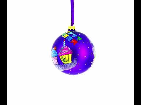 Happy Birthday Blown Glass Ornament 4 Inches