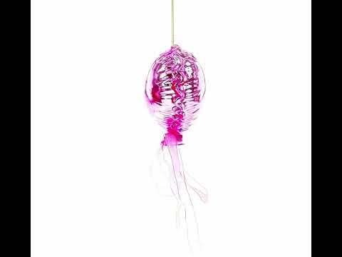 Pink Heart with Ribbon Glass Christmas Ornament