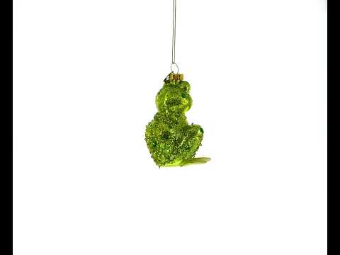 Shimmering Frog Blown Glass Christmas Ornament