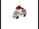 Ambulancia festiva con gorro de Papá Noel - Adorno navideño de vidrio soplado