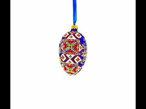 Statue of Liberty Ukrainian Glass Egg Ornament 4 Inches