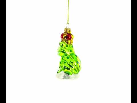 Frog King Mini Glass Christmas Ornament