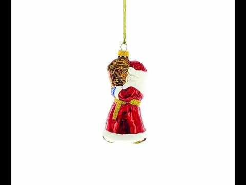 Adorno navideño de cristal de Papá Noel con reloj