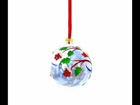 Cardinal Winter Scene Glass Ball Christmas Ornament 4 Inches