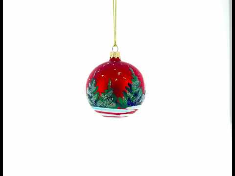 Hedgehog Serenading with Cello Glass Ball Christmas Ornament 3.25 Inches