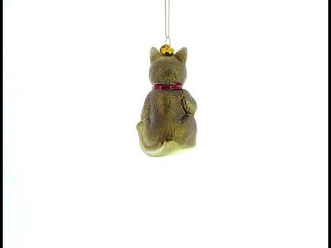 Creative Cat with Crayons Blown Glass Christmas Ornament