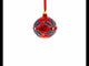 Blue Flowers on Red Glass Ball Christmas Ornament 3.25 Inches