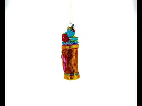 Trendy Cocktail in Mask Cup Blown Glass Christmas Ornament