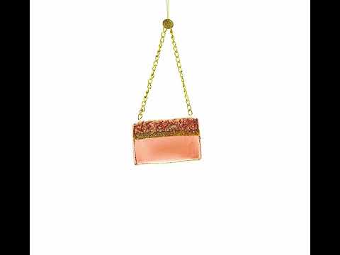 Pink Purse with Gold Chain  Glass  Christmas Ornament