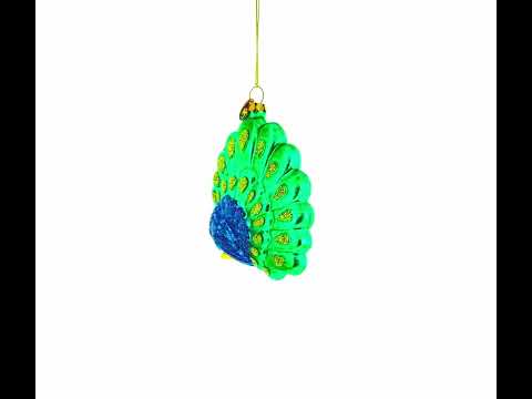 Chic Peacock Blown Glass Christmas Ornament