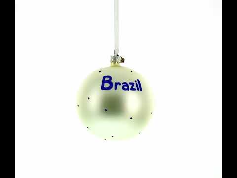 Flag of Brazil Glass Ball Christmas Ornament 4 Inches