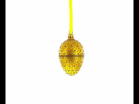 Diamond Drops Glass Egg Ornament 4 Inches