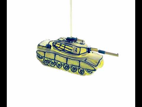 Military Might: Army Tank Blown Glass Christmas Ornament