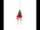 Skiing Raccoon Blown Glass Christmas Ornament