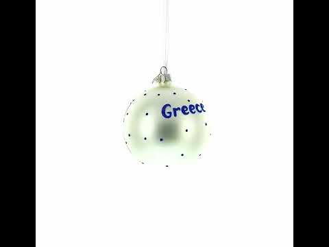 Flag of Greece Blown Glass Ball Christmas Ornament 4 Inches