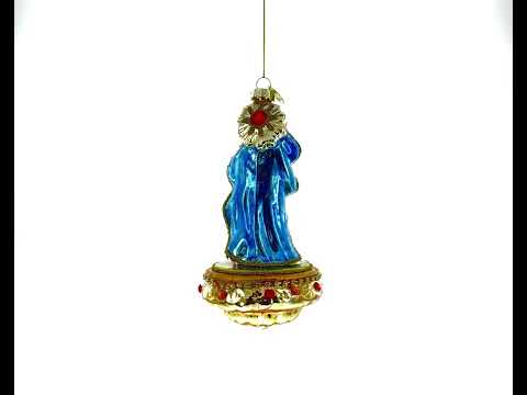 Reverent Virgin Mary with Baby Jesus Blown Glass Christmas Ornament