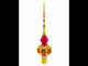 Dimensional Golden Jewels on Red Mouth Blown Glass Christmas Tree Topper 11 Inches