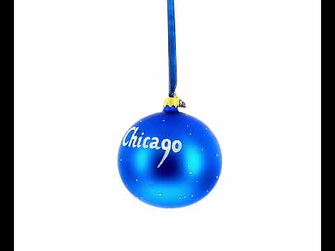 Chicago Reflections at Night Glass Ball Christmas Ornament 4 Inches