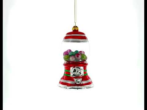 Nostalgic Gumball Machine Blown Glass Christmas Ornament