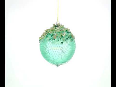 Nautical-Themed Blown Glass Christmas Ornament